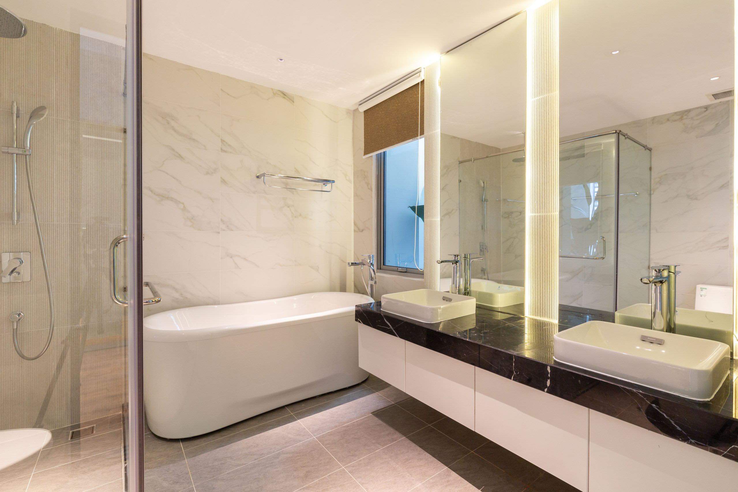 Inside a bathroom of Vinhomes Central Park penthouse apartment for rent